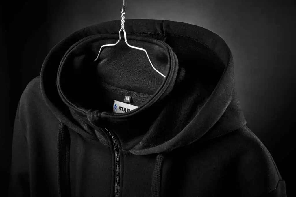 Sweatjacke Eigenmarke Großaufnahme Hoodie-Bereich
